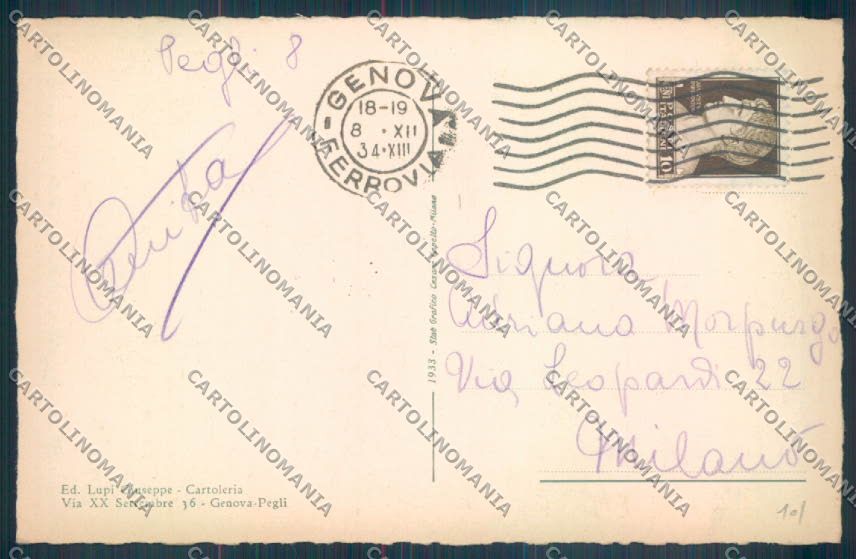 Genova Pegli cartolina ZT4219 – retro