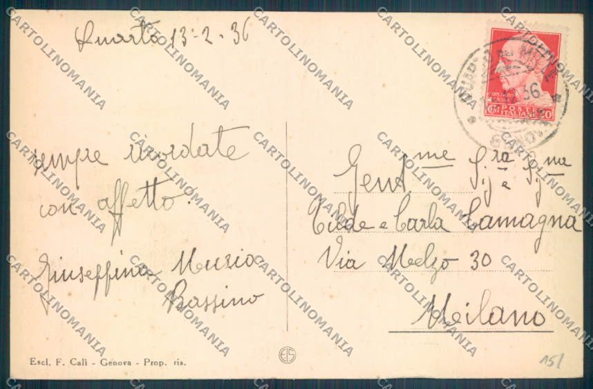 Genova Quarto cartolina ZT4347 – retro