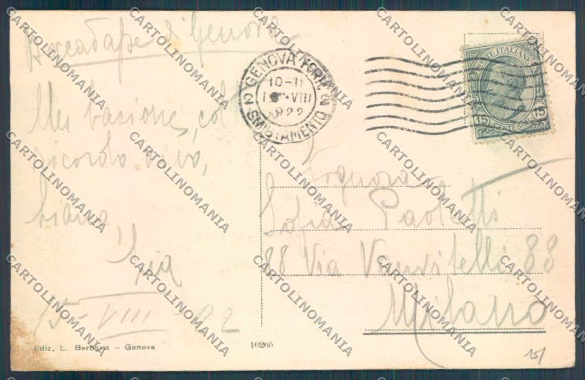 Genova Sturla cartolina ZT4396 – retro