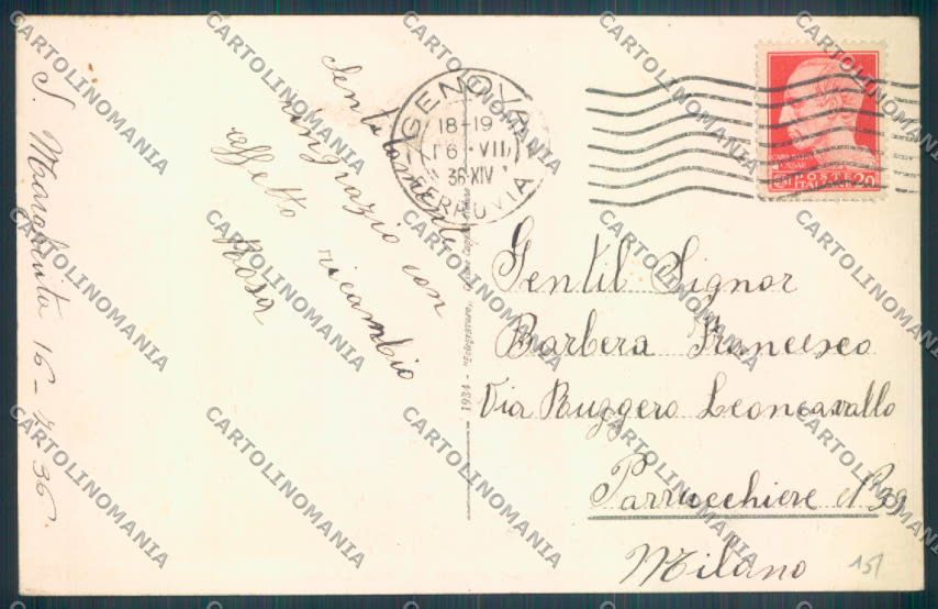 Genova Santa Margherita cartolina ZT4698 – retro
