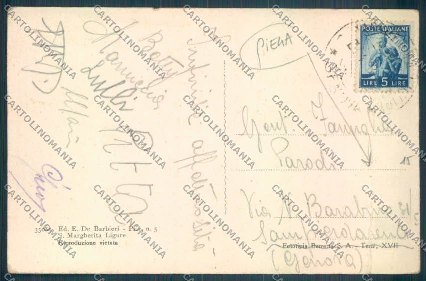 Genova Santa Margherita PIEGA cartolina ZT4734 – retro