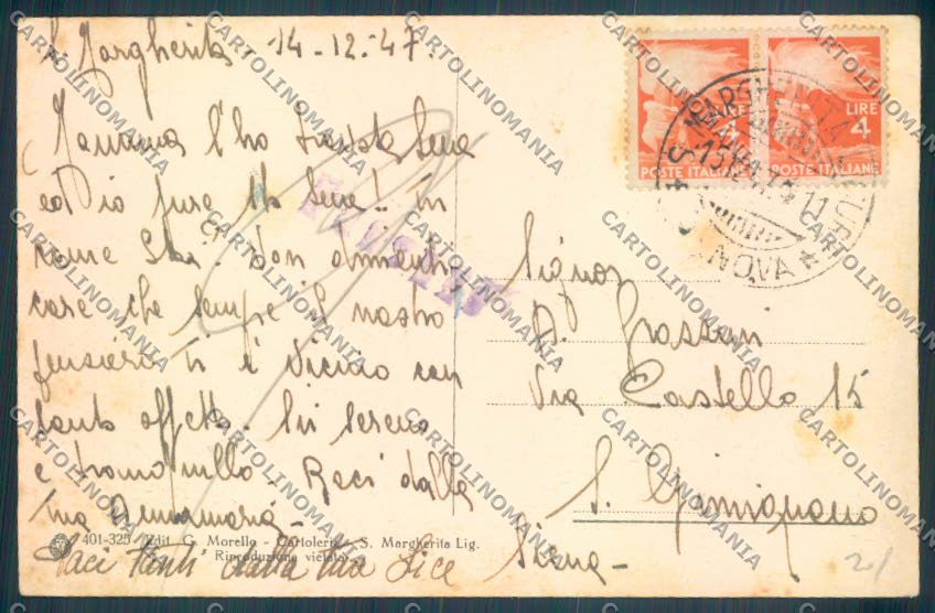 Genova Santa Margherita cartolina ZT4758 – retro