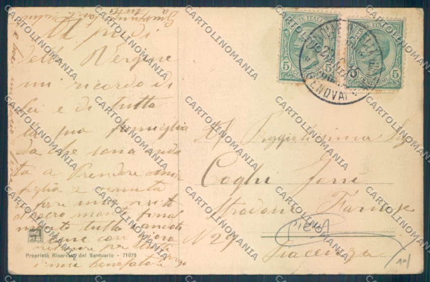Genova Santuario Guardia Polcevera PIEGHINE cartolina ZT4915 – retro