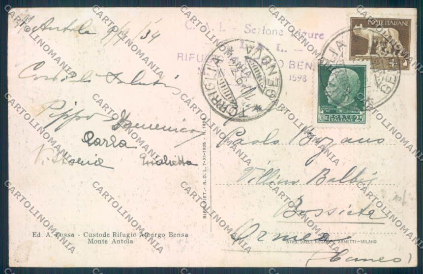 Genova Torriglia ABRASA cartolina ZT4926 – retro