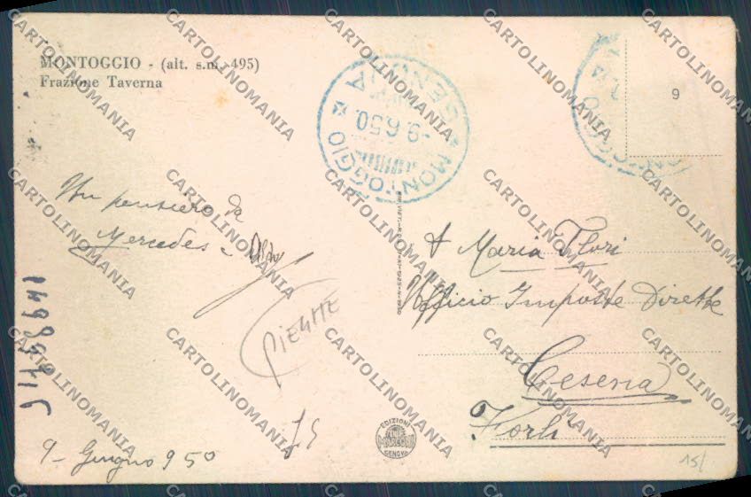 Genova Montoggio PIEGHE cartolina ZT5013 – retro