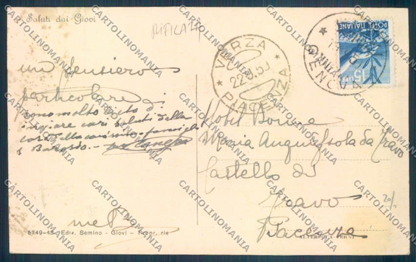 Genova Colle dei Giovi RIFILATA cartolina ZT5064 – retro