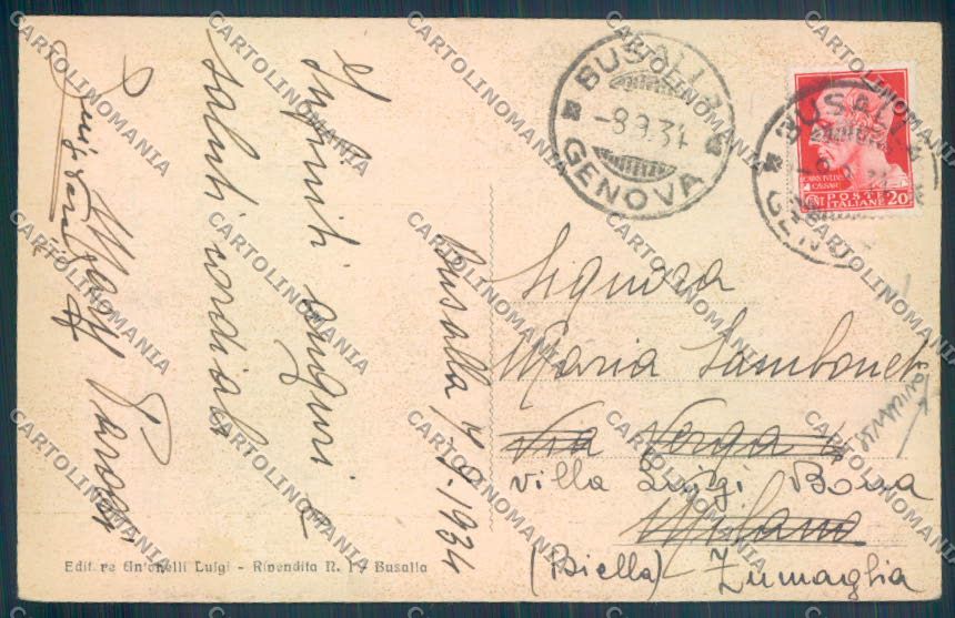 Genova Busalla Sarissola STRAPPINO cartolina ZT5161 – retro