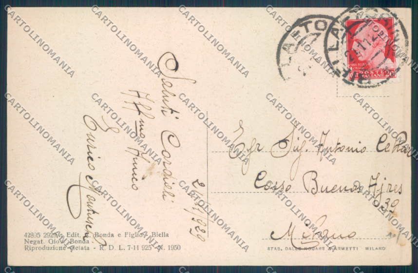 Biella Città cartolina ZT5253 – retro