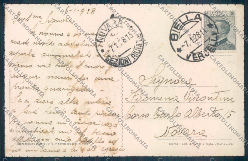 Biella Città cartolina ZT5281 – retro