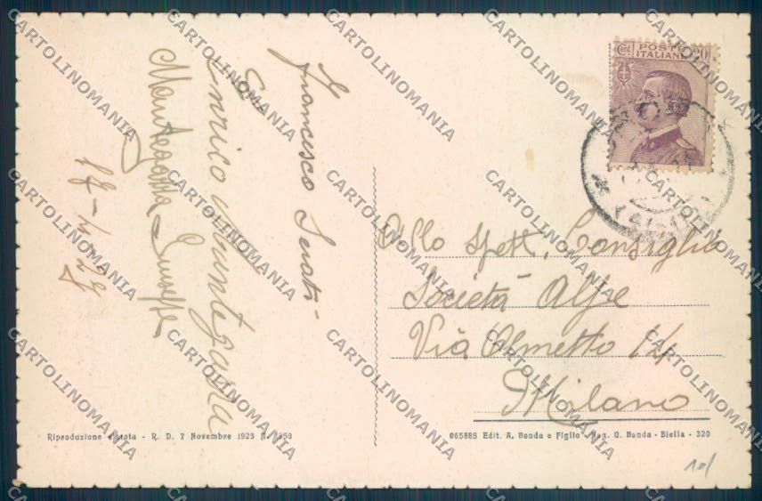 Biella Oropa Monte Mucrone Alpinismo cartolina ZT5374 – retro