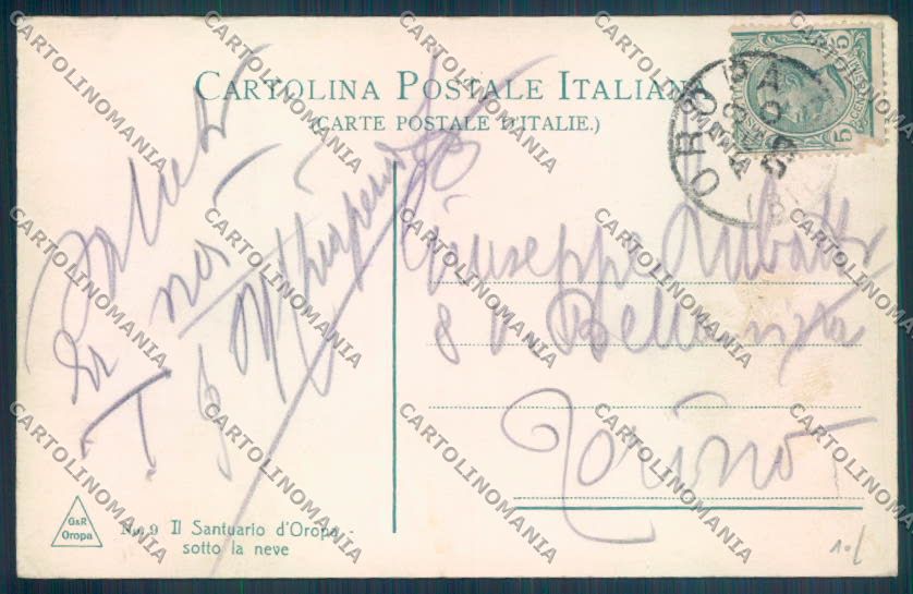 Biella Oropa Nevicata cartolina ZT5388 – retro