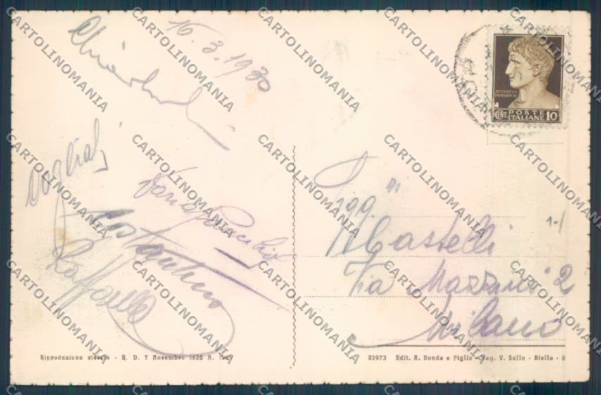 Biella Oropa Nevicata cartolina ZT5394 – retro
