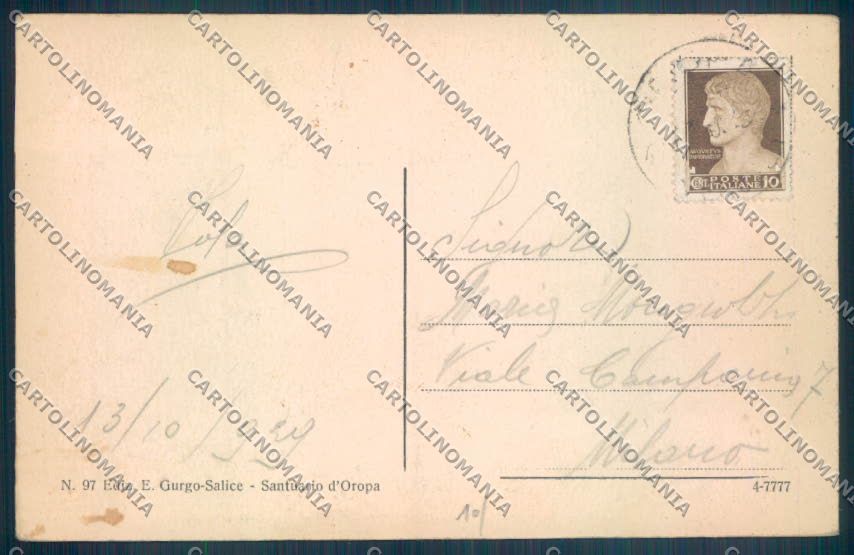 Biella Oropa Chiaro di Luna cartolina ZT5404 – retro