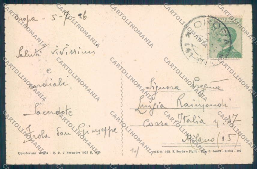Biella Oropa cartolina ZT5457 – retro