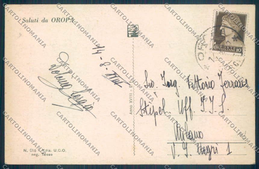 Biella Oropa Rifugio Funivia Nevicata cartolina ZT5515 – retro