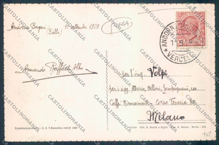 Biella Piedicavallo PIEGA cartolina ZT5572 – retro