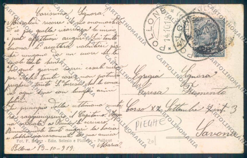 Biella Pollone PIEGHE cartolina ZT5653 – retro