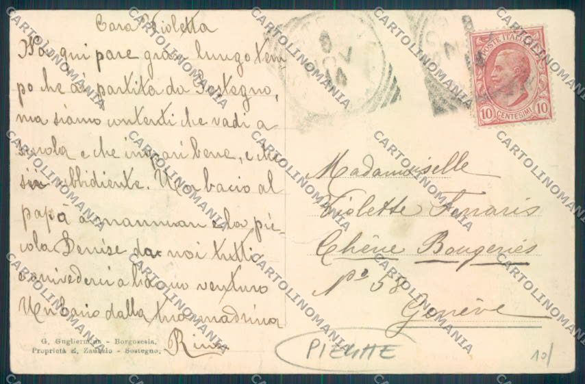 Biella Sostegno PIEGHE cartolina ZT5844 – retro