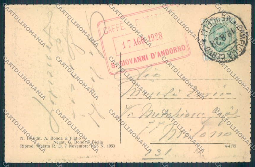 Biella San Giovanni d'Andorno cartolina ZT5914 – retro