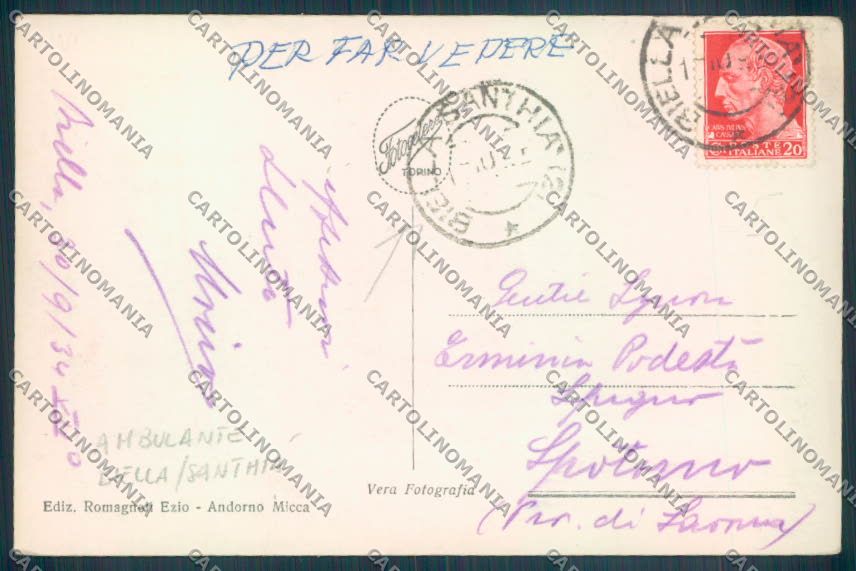 Biella Muzzano Foto cartolina ZT5954 – retro