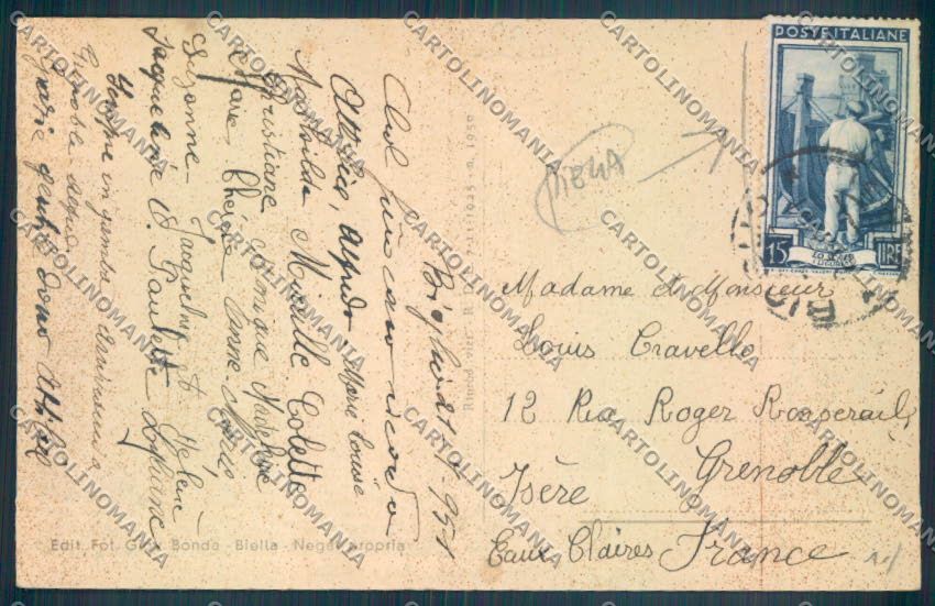 Biella Bioglio PIEGA cartolina ZT5987 – retro
