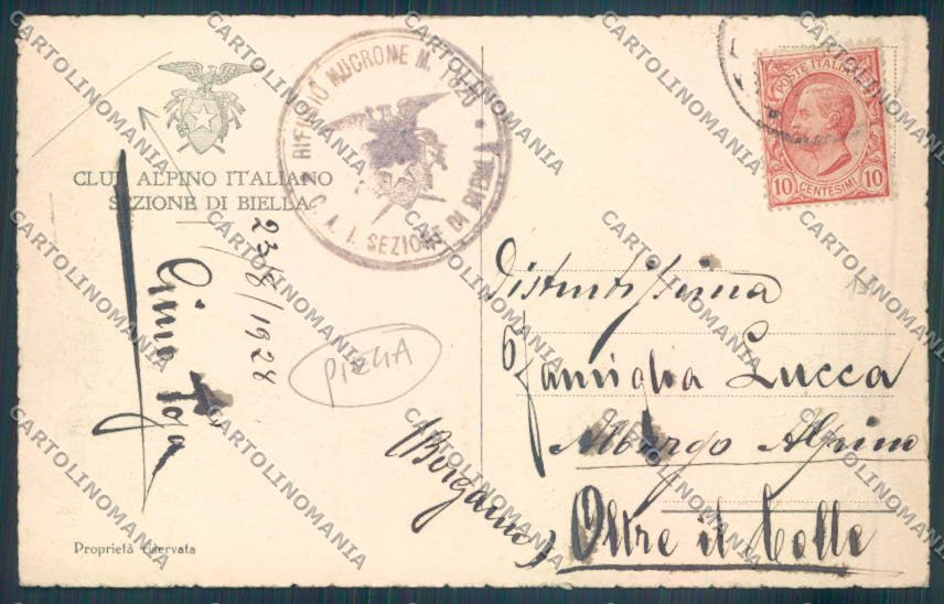 Biella Monte Rosso Cai PIEGA cartolina ZT6004 – retro