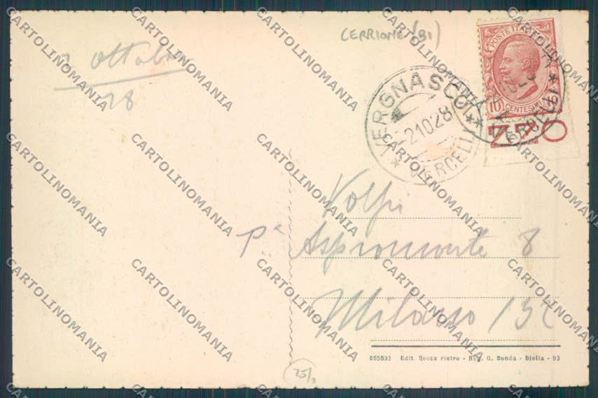Biella Verniasco Cerione cartolina ZT6073 – retro