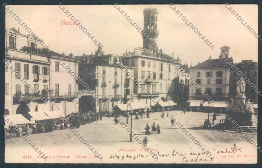 Vercelli Città Mercato PIEGA cartolina ZT6517 – fronte