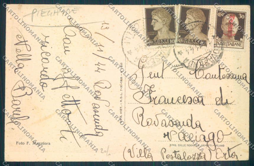 Vercelli Rovasenda PIEGHINE cartolina ZT6525 – retro