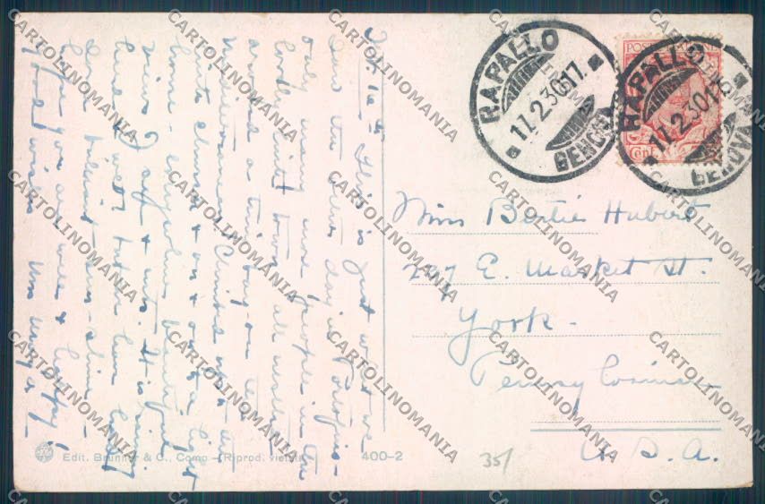 Genova Portofino Tombolo cartolina E7327 – retro