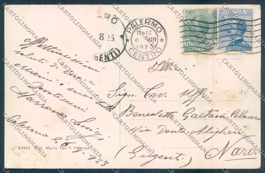 Palermo Città PIEGA cartolina ZT7426 – retro