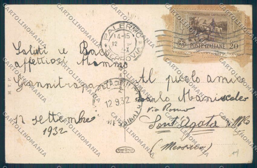 Palermo Città Palazzo Reale cartolina ZT7493 – retro
