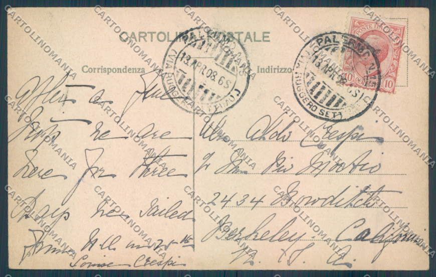 Palermo Città Quattro Cantoni STRAPPINO cartolina ZT7526 – retro