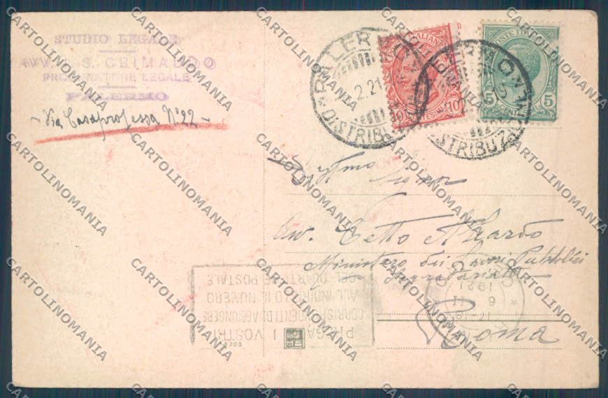 Palermo Città Villa Giulia cartolina ZT7610 – retro
