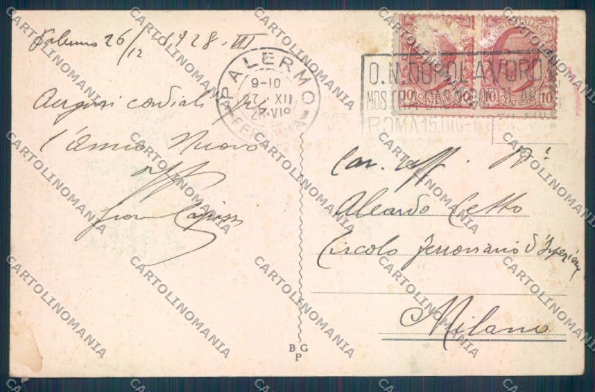 Palermo Città La Favorita cartolina ZT7618 – retro