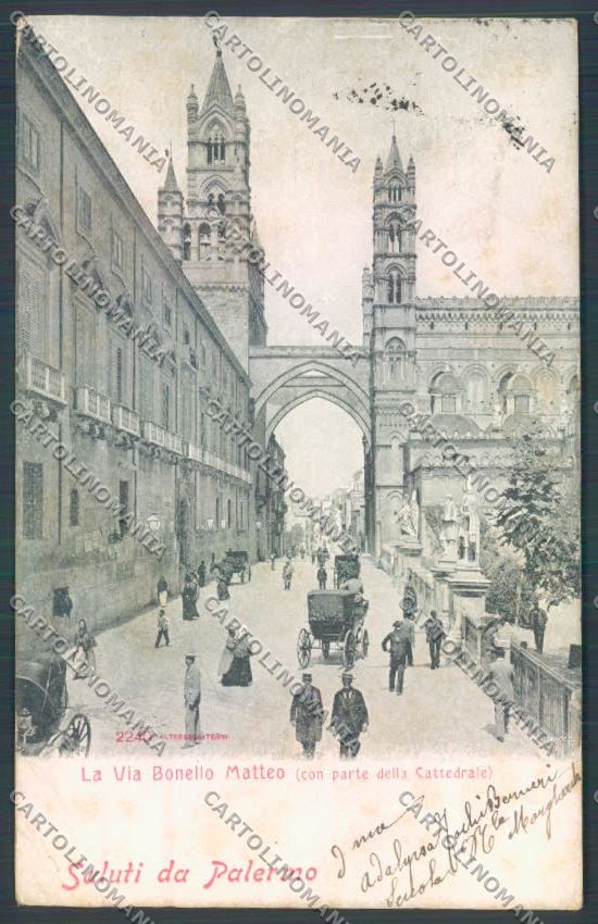 Palermo Città Via Bonello Alterocca PIEGHINE cartolina ZT7638 – fronte