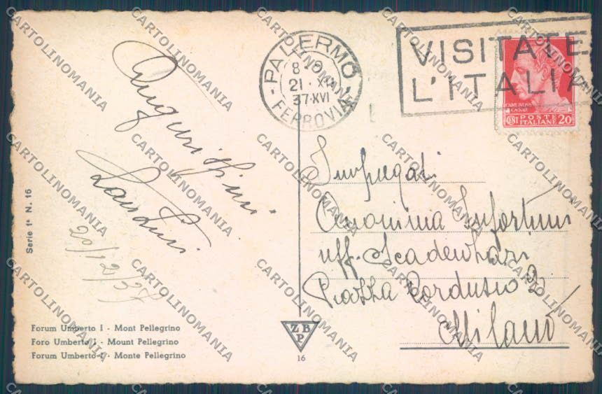 Palermo Città Monte Pellegrino cartolina ZT7644 – retro