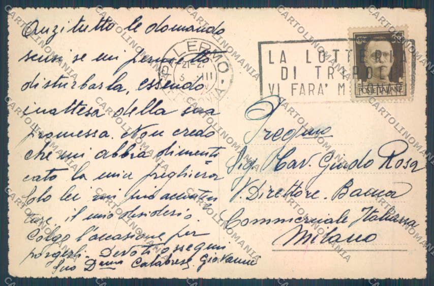 Palermo Città Monumento Caduti PIEGA cartolina ZT7764 – retro