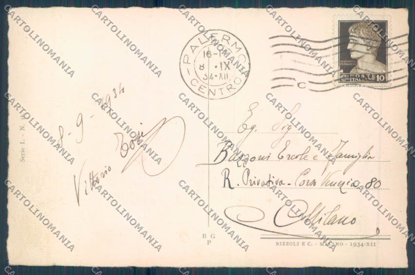 Palermo Città Porta Felice cartolina ZT7776 – retro
