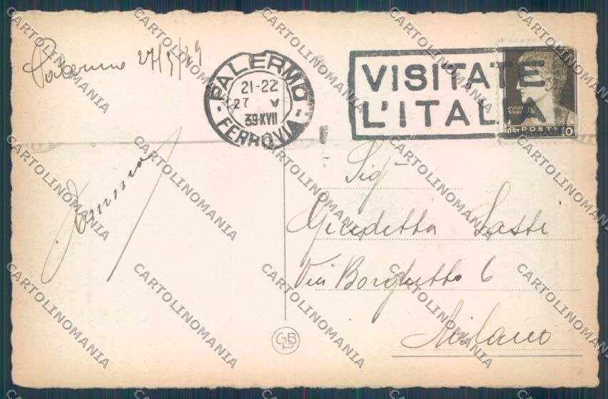 Palermo Città Porta Felice cartolina ZT7778 – retro