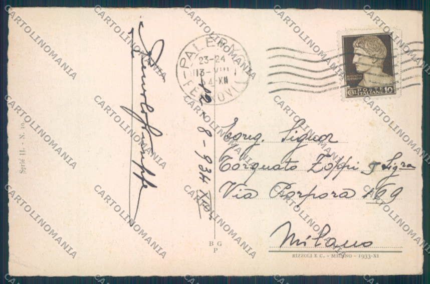 Palermo Città Castello Utveggio cartolina ZT7851 – retro