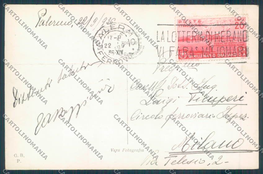Palermo Città Monte Pellegrino Foto cartolina ZT7934 – retro
