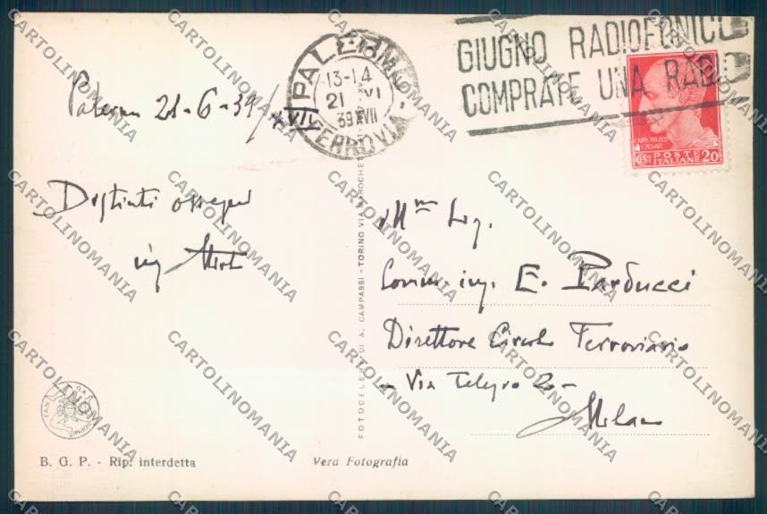 Palermo Città Monte Pellegrino Foto cartolina ZT7935 – retro