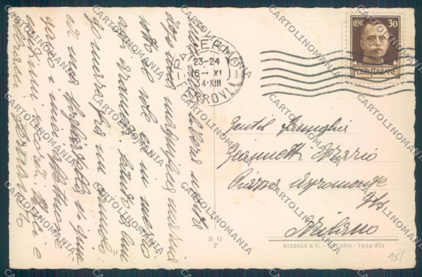 Palermo Città Monte Pellegrino cartolina ZT8036 – retro