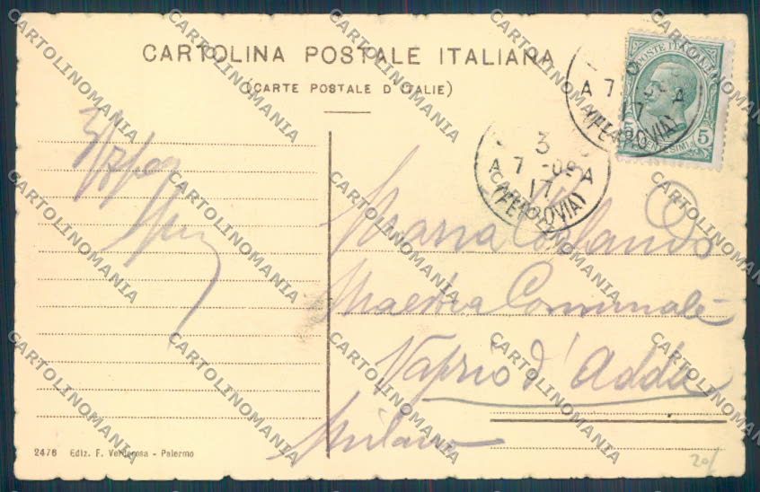 Palermo Città Acqua Santa cartolina ZT8156 – retro