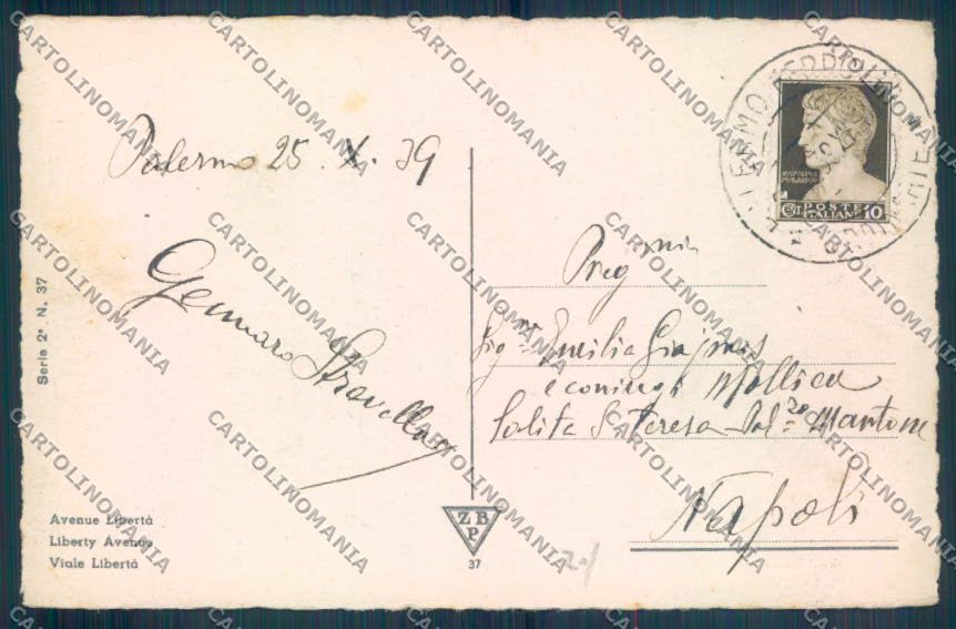 Palermo Città Viale Libertà cartolina ZT8166 – retro