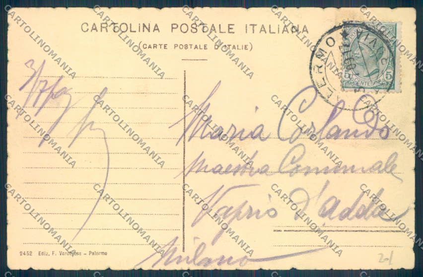 Palermo Città Piazza Marina PIEGHINE cartolina ZT8175 – retro