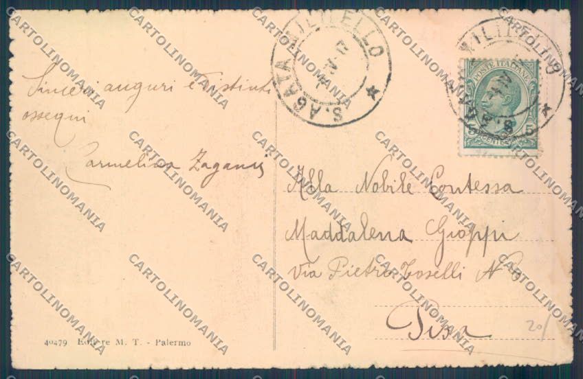Palermo Città Porta Felice cartolina ZT8213 – retro