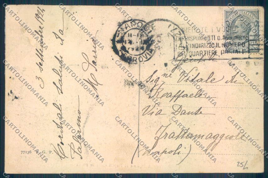 Palermo Città Postale Napoli PIEGHINE STRAPPINO cartolina ZT8238 – retro