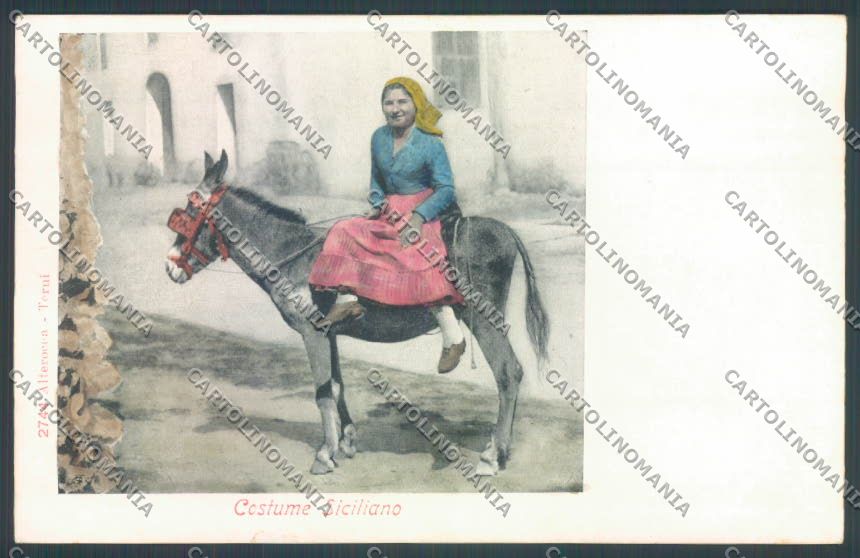 Palermo Costumi Asino Alterocca cartolina ZT8251 – fronte
